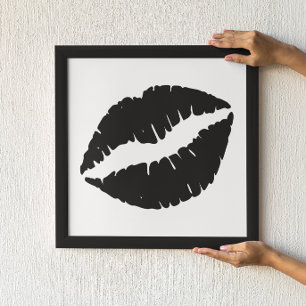 Vit och svart Lipstick Kiss Poster