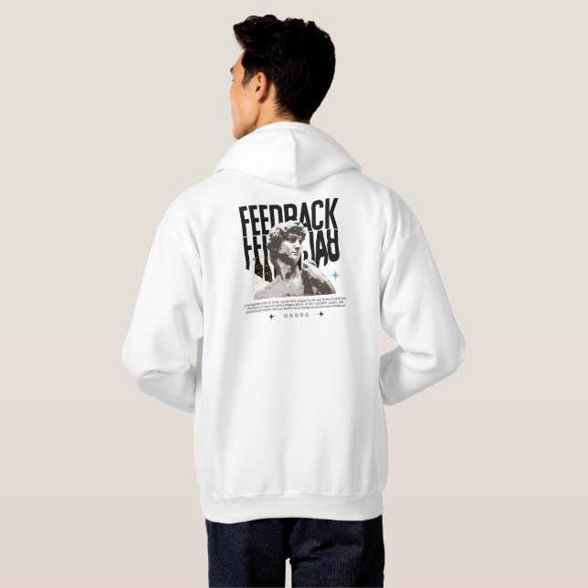 Vit och svart minimalistisk  hoodie (Hel baksida)