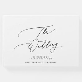 Vit och svart modern kalligrafi Bröllop Gästböcker