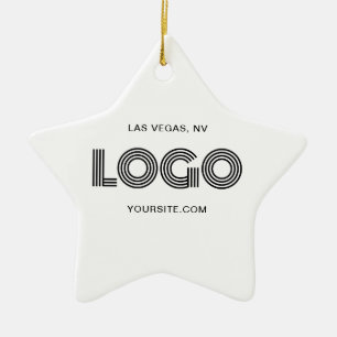 Vit och svart modern logotyp julgransprydnad keramik