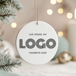 Vit och svart modern logotyp julgransprydnad keramik
