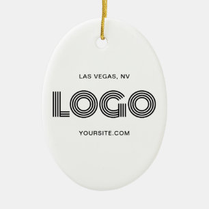 Vit och svart modern logotyp julgransprydnad keramik