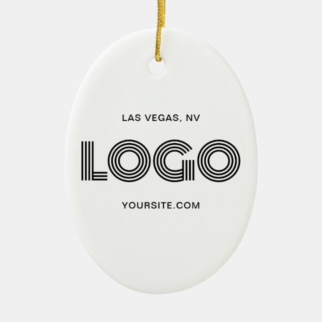Vit och svart modern Logotyp Julgransprydnad Keramik (Framsidan)