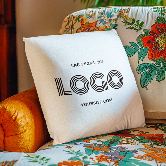 Vit och svart modern rektangulär Logotyp Kudde (White and Black Modern Rectangular Logo Throw Pillow)