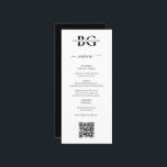 Vit och svart monogram Initialer QR-kod Bröllop Meny<br><div class="desc">Ett minimalistiskt svart- och vitt monogram initialer bröllop. En enkel design som användor initialer och namn i bruden och brudgummen att skapa ett elegant-klassiskt monogram. En charmerande svart och vit minimalistisk monogrammad design med klassmanustypografi. En elegant svart och vitt i monogram initialer-temat bröllop-menykortsdesign med modern inslag och QR-kod. Det finns...</div>