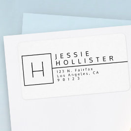 Vit och svart monogrammad Returadress Adressetikett