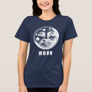 Vit och svart Moon Bella+Canvas Dam Tri-Blen T Shirt