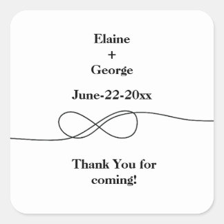 Vit och svart oändlighetsetikett fyrkantigt klistermärke