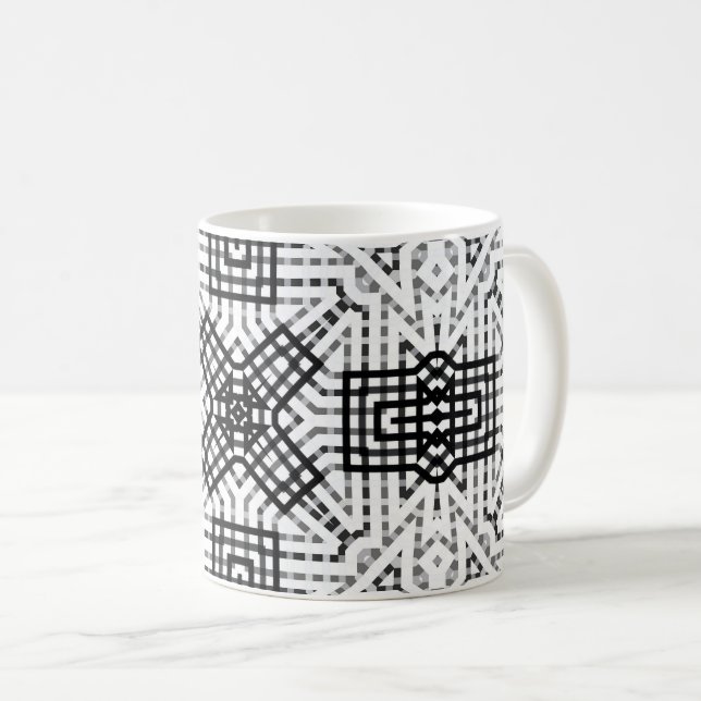 Vit och svart öppen geometrisk mönster Anna Kaffemugg (Framsida höger)