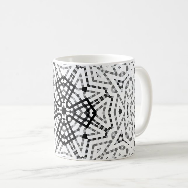 Vit och svart öppen geometrisk mönster Elsa Kaffemugg (Framsida höger)