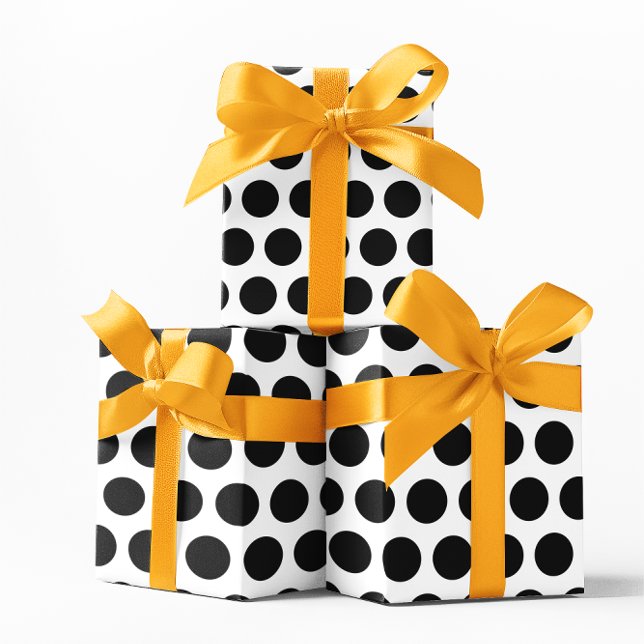 Vit och svart Polka dots Presentpapper (White and Black Polka Dots Wrapping Paper)