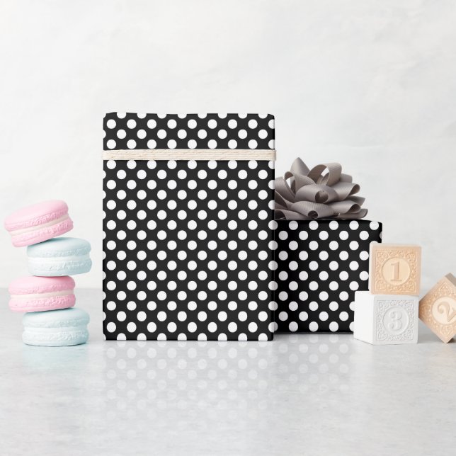 Vit och svart Polka dots Presentpapper (Baby Shower)