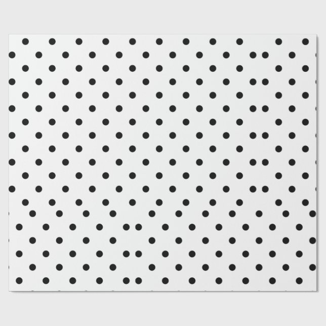 Vit och svart prickig presentpapper | Klassisk (Platt)