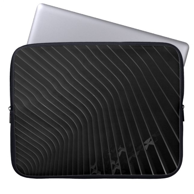 Vit och svart rand-klädskjorta laptop fodral (Framsidan)