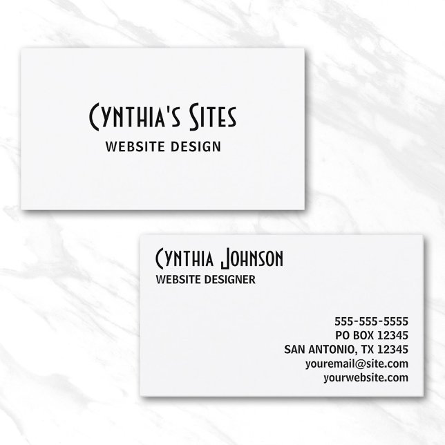 Vit och svart Retro Bold Visitkort (White and Black Retro Bold Business Card)