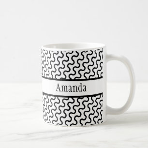Vit och svart retro, diagonal Vågar Mönster Kaffemugg