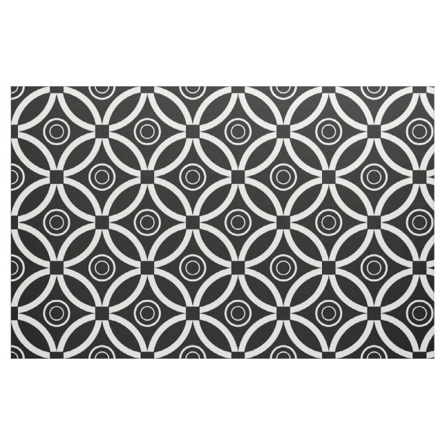 Vit och svart retro Geometric Mönster Tyg (Fat Quarter)