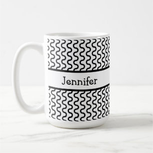 Vit och svart Retro Vågar Mönster Personlig Kaffemugg