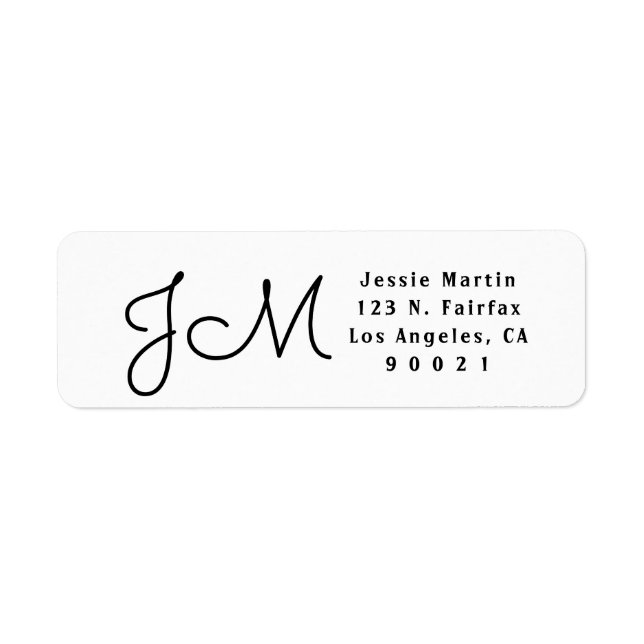 Vit och svart Returadress i monogrammet Etikett (Framsidan)