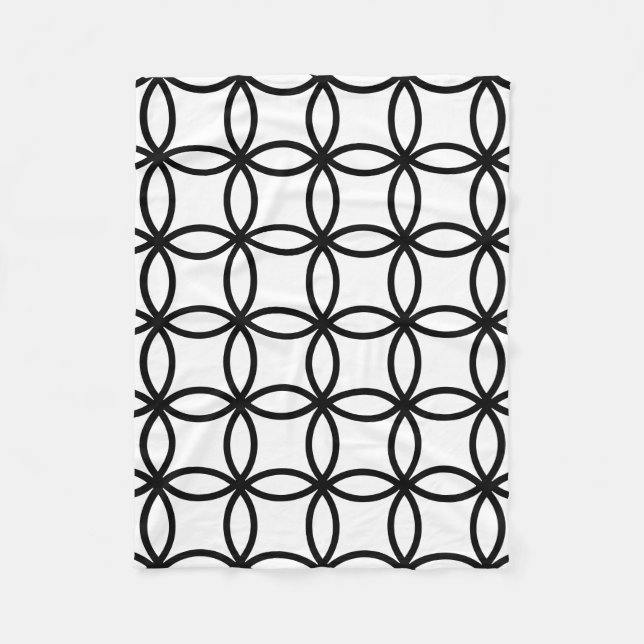 Vit och svart Ringar Fleecefilt (Framsidan)