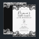 Vit och svart spets Chic smutsig 30 30-årsdag    Inbjudningar<br><div class="desc">Anpassa för valfri händelse</div>