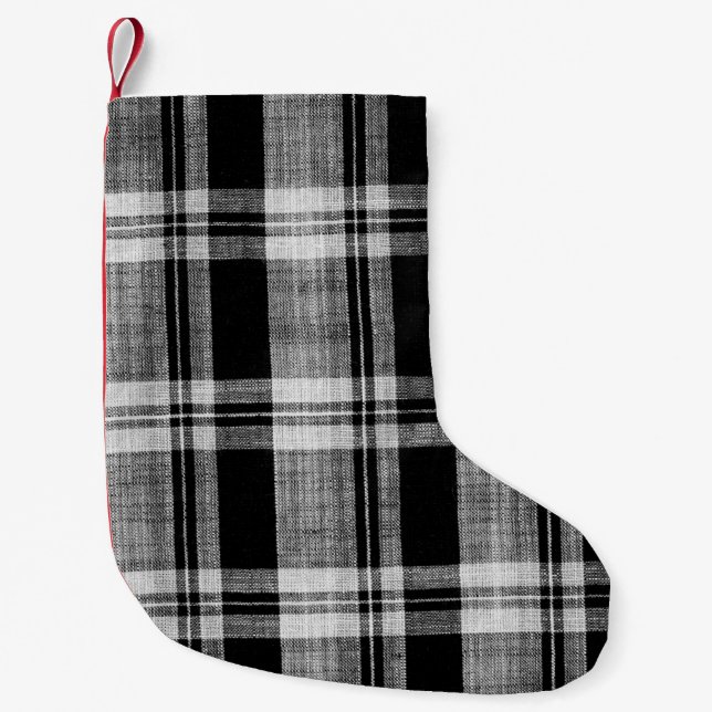 Vit och svart styrd väv struktur för liten julstrumpa (Framsidan)