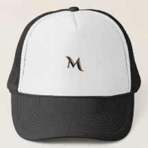 Vit och svart Truckerhatt med "M" Monogram Keps