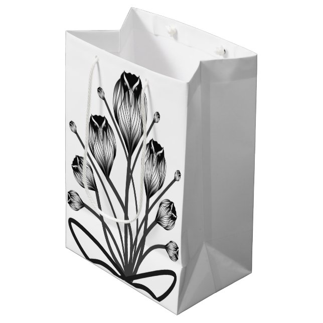 Vit och svart Tulip Owlsprey H&S presentpåse (Framsidan Vinklad)