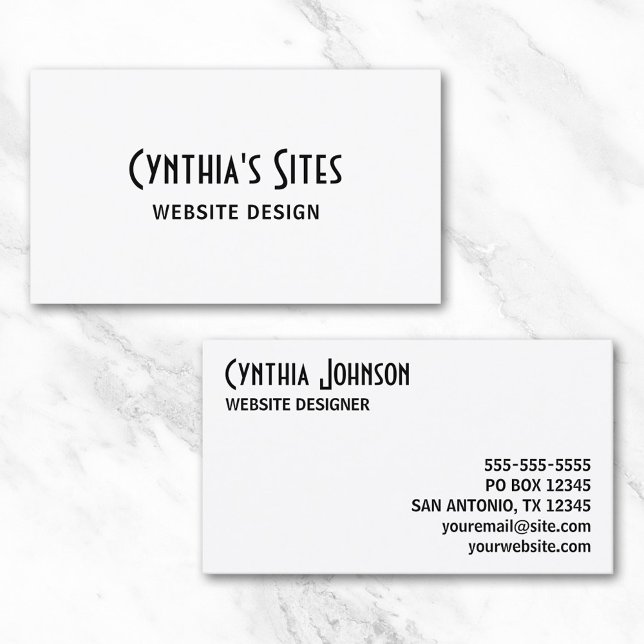 Vit och svart visitkort (White and Black Retro Bold Business Card)