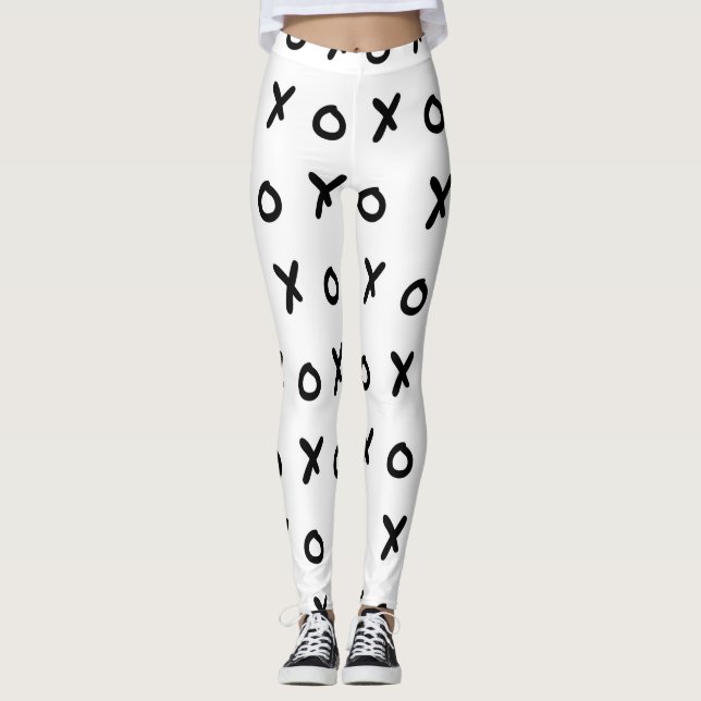 Vit och svart X O XO X&O:s Trendig Cute Leggings (Framsida)