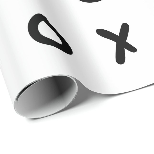 Vit och svart X O XO X&O:s Trendig Cute Presentpapper (Rullad Hörn)