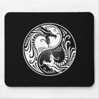 Vit och svart Yin Yang drakar Musmatta