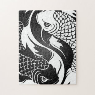 Vit och svart Yin Yang Koi fisk Pussel