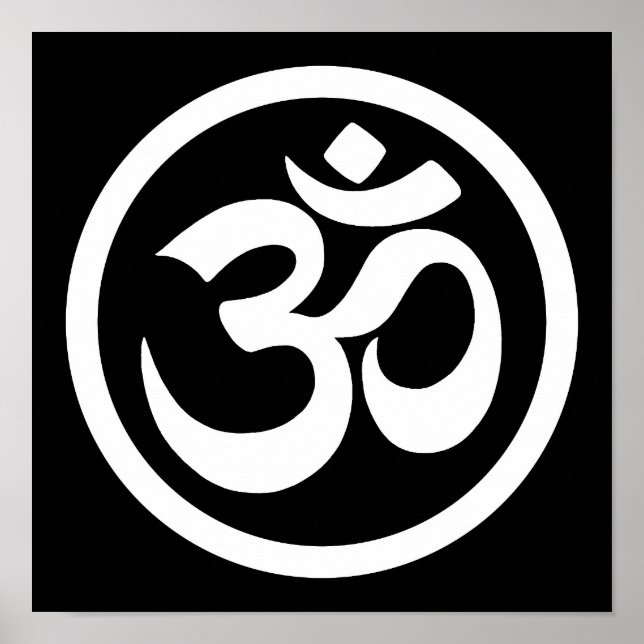 Vit och svart Yoga Om Circle Poster (Framsidan)