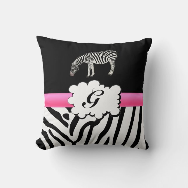 Vit- och svartzebra ränder kudde (Framsida)