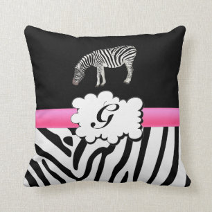 Vit- och svartzebra ränder kudde