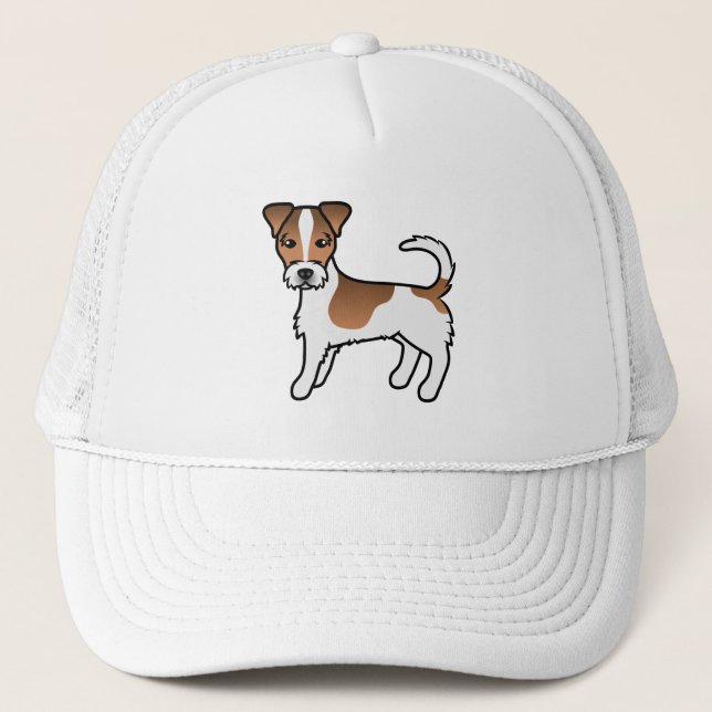 Vit och Tan Grovhårig Jack Russell Terrier Hund Keps (Framsida)