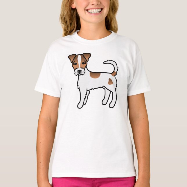 Vit och Tan Grovhårig Parson Russell Terrier T Shirt (Framsida)