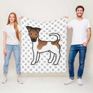 Vit och Tan Slät Foxterrier Söt Tecknad Hund Fleecefilt