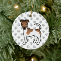Vit och Tan Slät Foxterrier Söt Tecknad Hund