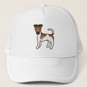 Vit och Tan Slät Foxterrier Söt Tecknad Hund Keps