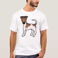 Vit och Tan Slät Foxterrier Söt Tecknad Hund