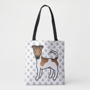 Vit och Tan Slät Foxterrier Söt Tecknad Hund Tygkasse