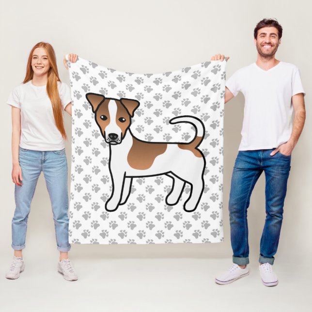 Vit och Tan slät päls Jack Russell Terrier Hund Fleecefilt (På plats)