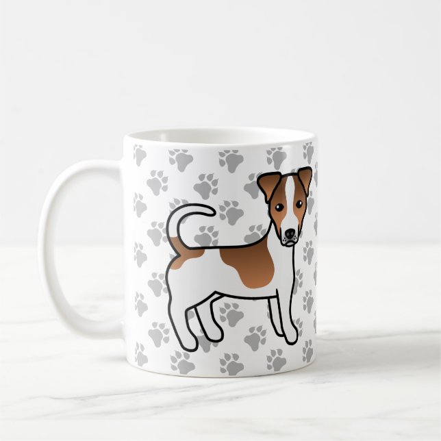 Vit och Tan slät päls Jack Russell Terrier Hund Kaffemugg (Vänster)