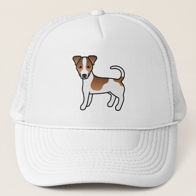 Vit och Tan Slät Päls Jack Russell Terrier Hund Keps (Framsida)