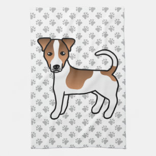 Vit och Tan slät päls Jack Russell Terrier Hund Kökshandduk