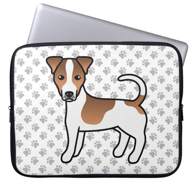 Vit och Tan Slät Päls Jack Russell Terrier Hund Laptop Fodral (Framsidan)