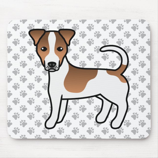 Vit och Tan slät päls Jack Russell Terrier Hund Musmatta (Framsidan)