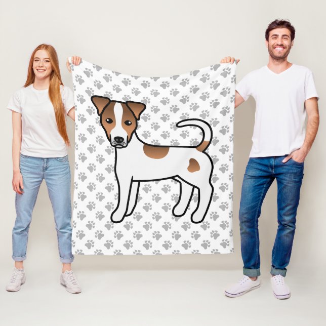 Vit och Tan Slät Päls Parson Russell Terrier Fleecefilt (På plats)